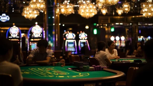 Casino table at night
